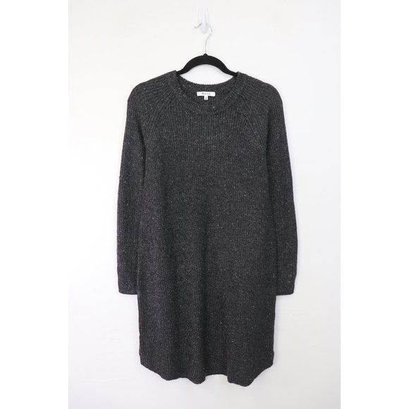 Madewell Curved Hem Sweater Dress Donegal Thunder Heather Gray Size Medium - Picture 2 of 9